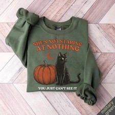 ghost halloween cat sweatshirt vintage