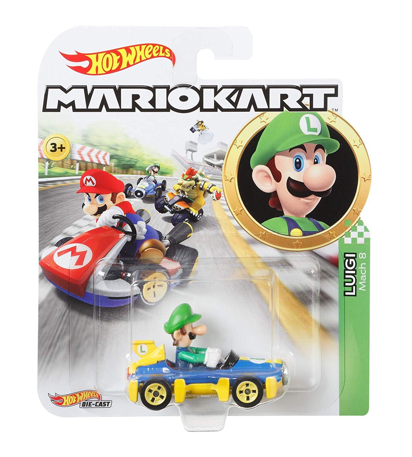 MARiO KART DieCast Modell LUIGI MACH 8 Auto 5cm Mastab 164 Hot Wheels GBG27 6290₽