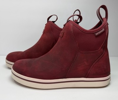Xtratuf WP Distressed Red Leather Slip-on Sporty Ankle/Deck Boots Women's 6.5