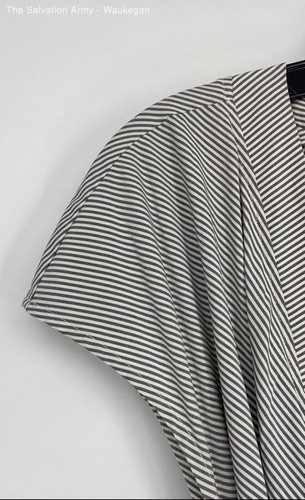 Athleta Womens White Gray Striped Short Sleeve Waist Belt Robe Size 3X - Picture 4 of 6