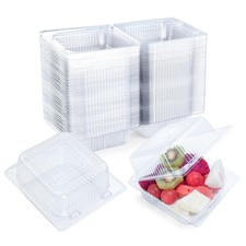 Evnlo 100 Count Clear 5.3 x 4.7 x 2.8 inches, 100Pcs Sandwich Containers