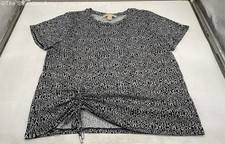 Michael Kors Women's Black White Monogram Short Sleeve Crew Neck T-Shirt Size L