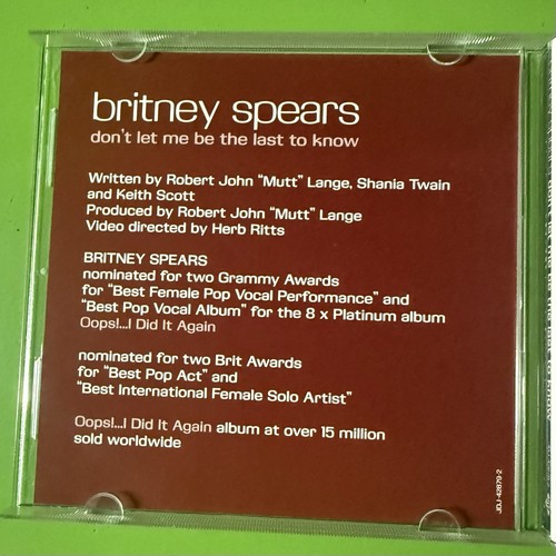 Britney Spears – Don't Let Me Be The Last To Know CD Promo 2001 US Ballad Rare - Imagen 2 de 4