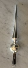 Vintage SMALL Hand-Blown Silver Glass Finial Christmas Tree Topper