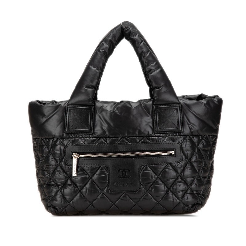CHANEL Coco Cocoon Matelass Black Nylon Leather Tote Bag for Women