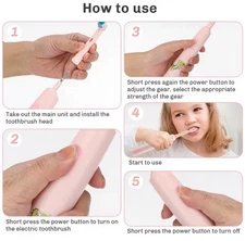 Kids Electric Toothbrush Rechargeable with 4 Brush Heads 3 Modes, 2-Minute Timer