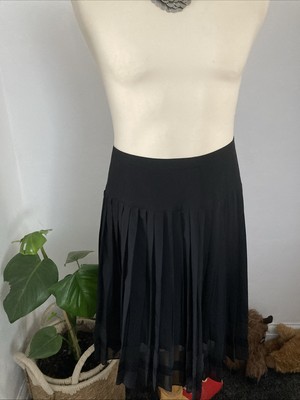 Beautiful Black Pleated Jigsaw Skirt Size 10 UK
