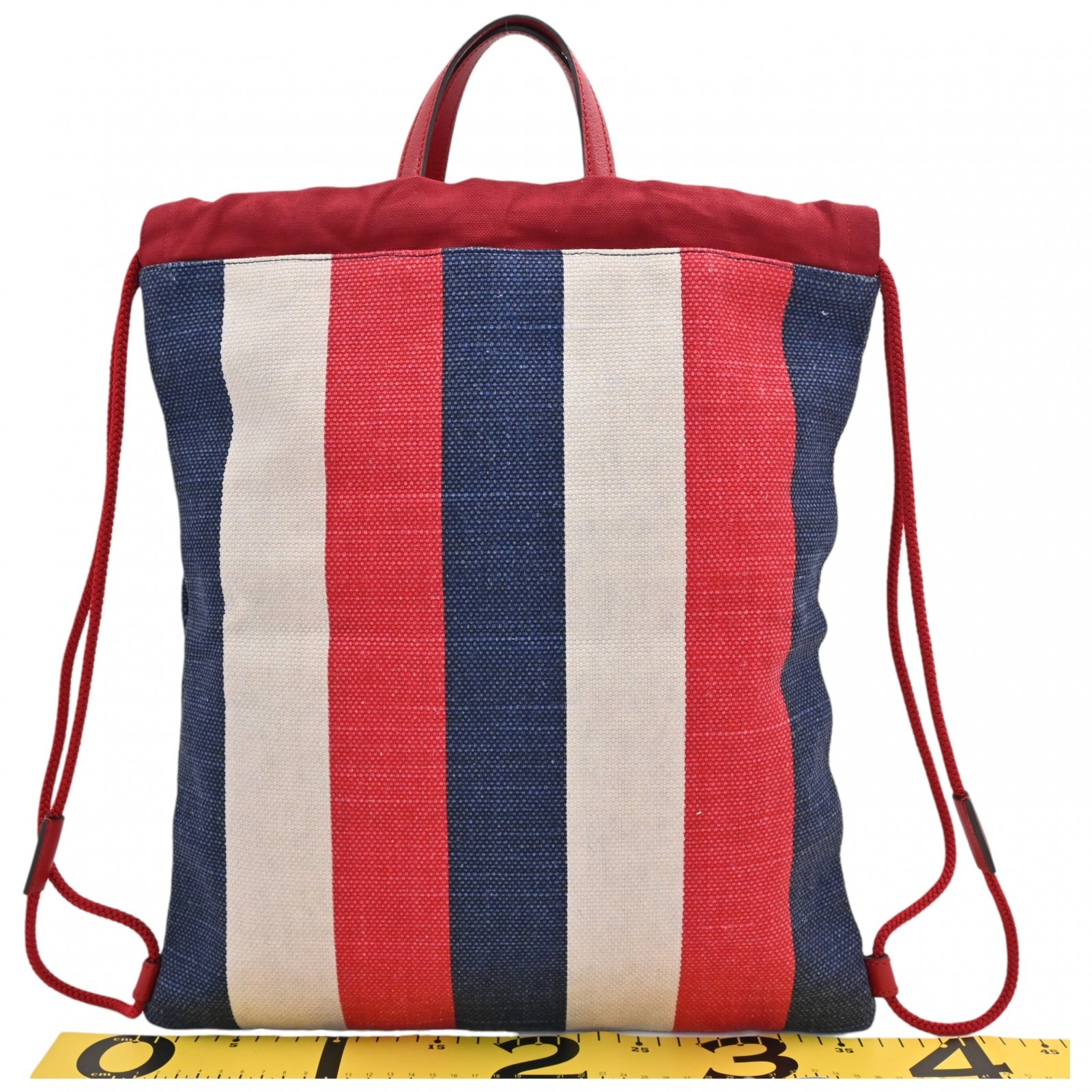 Auth GUCCI Logo Drawstring Medium Backpack Tricol… - image 2