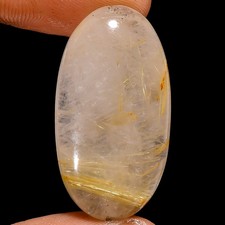 Natural Golden Rutile Quartz Oval Shape Cabochon Gemstone 29 Ct 31X17X6mm X10431