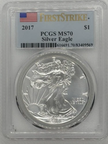 2017 $1 American Silver Eagle PCGS MS70 First Strike -  Flag Label