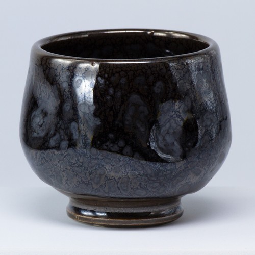 Ishigaki Glass-Fused Pottery Guinomi Sake Cup Kaneko Kyōu Signed w/Box Japan