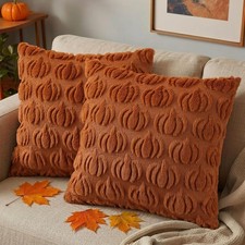Fall Light Rust Pumpkin Throw Pillow Covers 18x18 Set of 2 Autumn Decorations