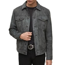 John Varvatos Mens Andrew Trucker Jacket Dist...