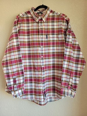 Roughstock Panhandle Slim Men's Sz XL Button Up Long Sleeve Burgundy Plaid EUC