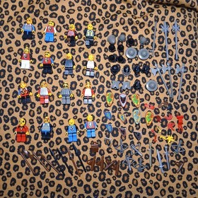 Vintage LEGO Castle Minifigure Lot &ndash; Knights, Weapons, Shields - Dragon Lion Bat