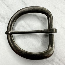 Rounded Dark Silver Tone Simple Basic Belt Buckle
