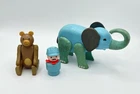 Lot (3) Vintage Fisher Price Little People Circus Elephant Bear Train Conductor