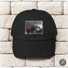 Harry Potter Flying on Broom During Quidditch Unisex Distressed Cap