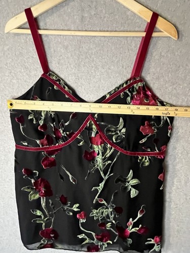 Mossimo Cami Top Womens 16W Babydoll Velvet Burnout Rose Black Whimsigoth 90's - Picture 9 of 11