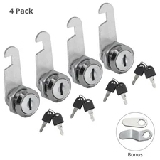 4X 16mm Cylinder Keyed Cabinet Cam Locks Mail Box Filing Locker Drawers CamLock