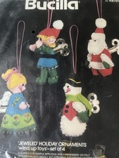 Vintage Bucilla Jeweled Holiday Ornaments Wind Up Toys Kit
