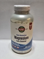 Kal Magnesium Glycinate High Absorption Fully Chelated 240 Ct Exp. 06/2028 NEW