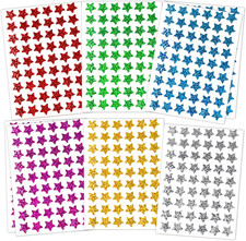 1620 Pack, 6 Colors, Holographic Small Star Stickers for Kids Reward, Behavior C
