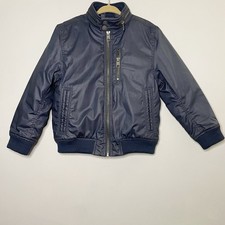 LOGG by H M Boys Navy Blue Bomber Jacket Zip Front Ribbed Trim Size 6 7Y