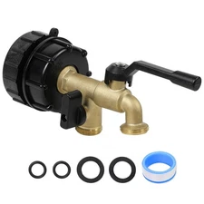 Upgrade Double Outlet IBC Tote Fittings 275 330 Gallon Tank Hose Adapter 2.44 In