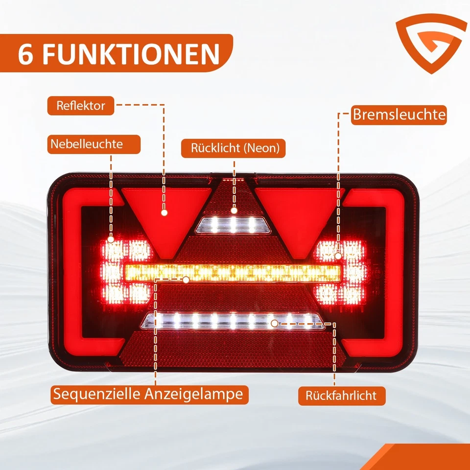 PKW LED Rückleuchten Anhänger LKW Multipoint Rücklicht Satz Anhängerbeleuchtung - Bild 3 von 4