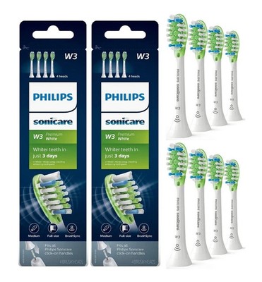 8er Pack Philips W3 Sonicare Bürstenkopfe   Weiß HX9064 for C3 C1 W2 Neu~