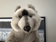 Auswella Gray Wolf Lying Plush BNWT 22”