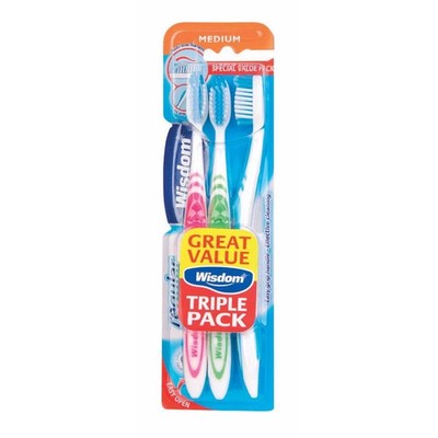 Wisdom Regular Plus Medium Zahnbürste Tägliche Mundpflege 18 Multipack 6x3
