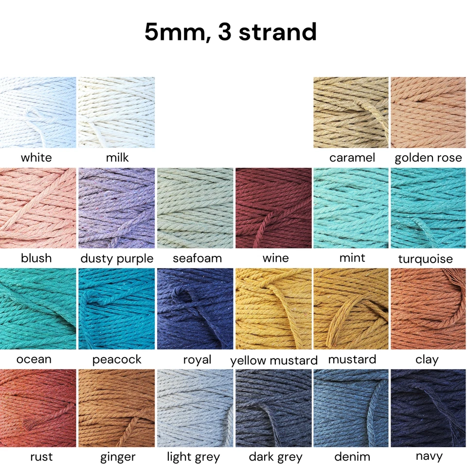 5 rolls of macrame cord 3mm 4mm 5mm variety of colours bulk buy 3 strand twisted - image 4 of 4