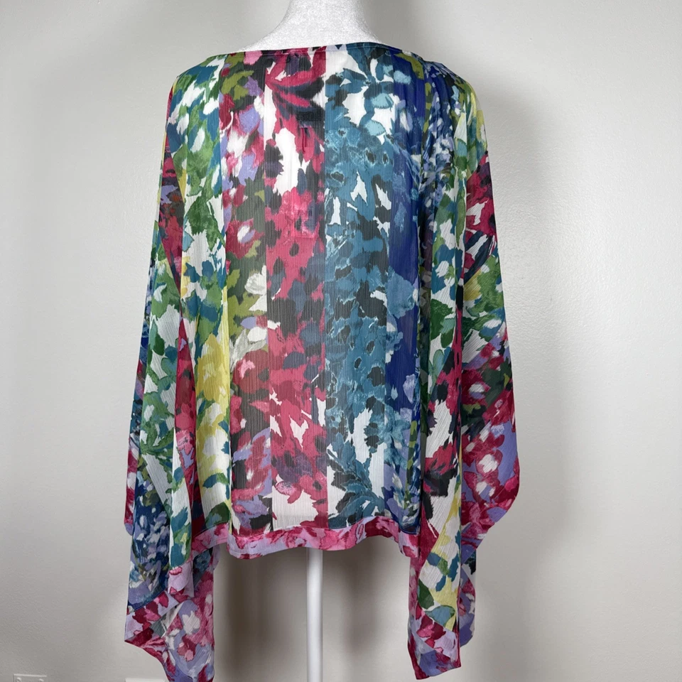 Chico's Allusice Floral Poncho Polyester Cape Sheer Lightweight Size S/M NWT - Image 4 of 4
