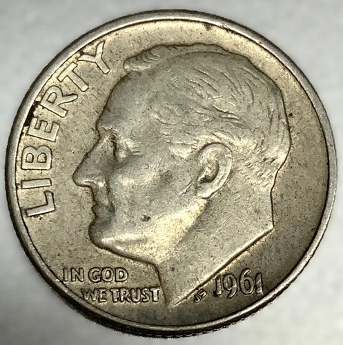 1961-D Roosevelt Dime - Circulated Condition - 90% Silver - US Coin - 3030