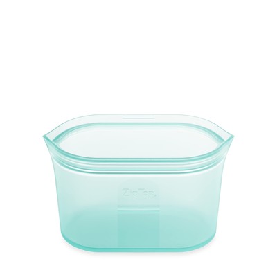 Reusable Silicone Food Storage Container Medium Teal Zip Top 24oz BPA Free