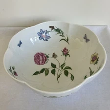 Ceralene A. Raynaud Limoges France Mon Jardin 9.25” Melon Bowl Floral Butterfly