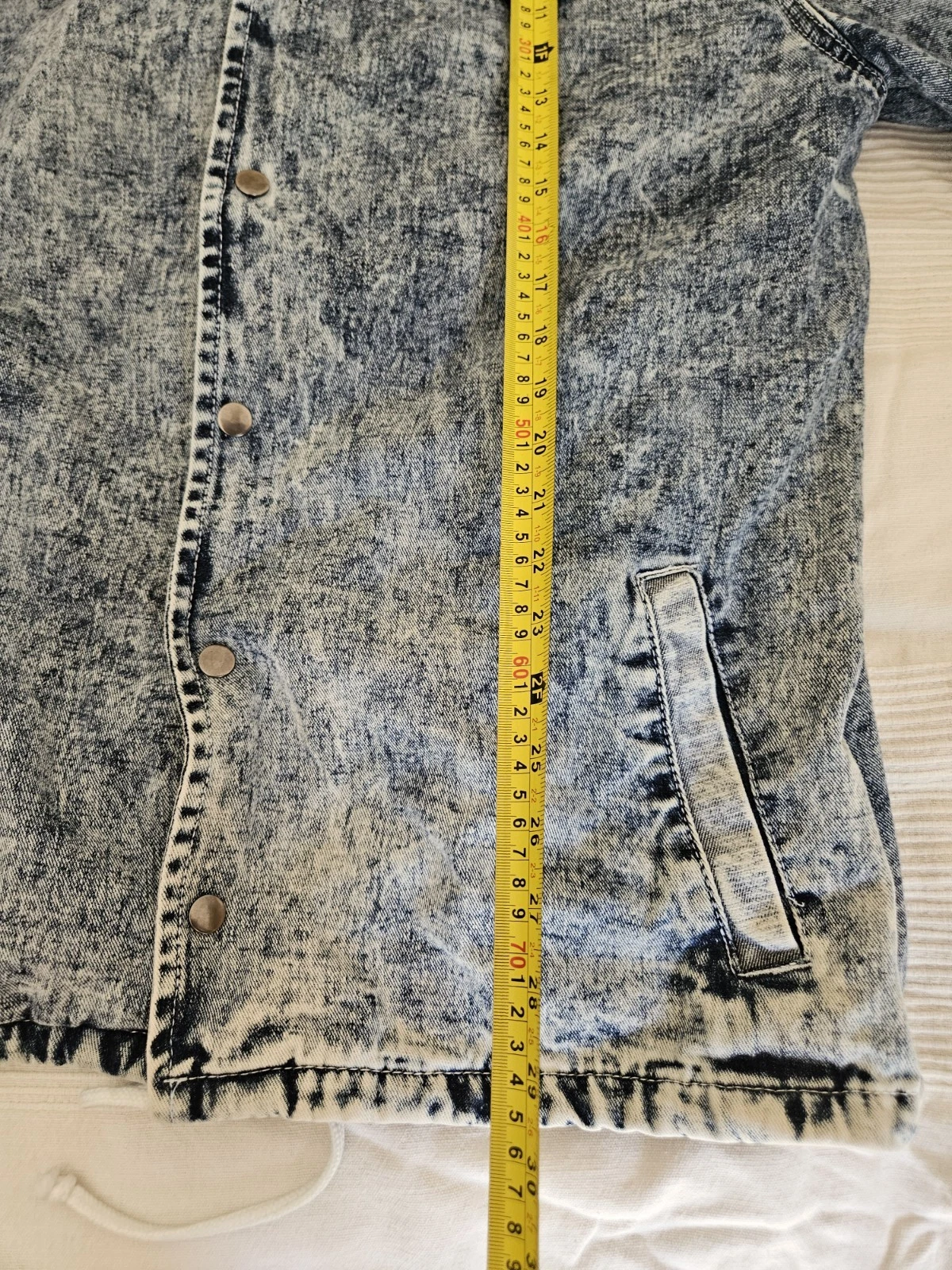 Brooklyn Cloth Men's XL Acid Wash Denim Jacket Military Patches Distressed Jean - product detail image 9