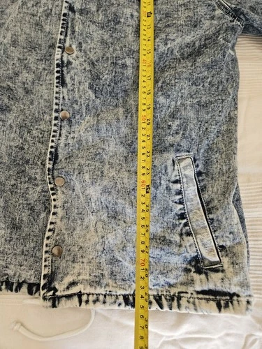 Brooklyn Cloth Men's XL Acid Wash Denim Jacket Military Patches Distressed Jean image 9