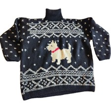 Lauren Ralph Lauren Sweater Small Black Scottie Terrier Dog Wool Turtle Neck