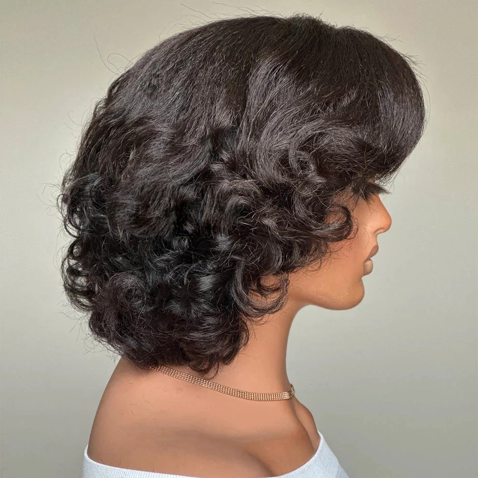 Peluca Bob de encaje invisible Ilikehair rizada con bordes rizados 4C 13X4 HD Foto 2 de 4