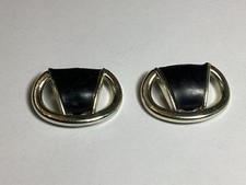 VINTAGE RETRO PAIR OF SIGNED S. G. D  OR SHOE CLIPS BLACK  SILVERTONE PATENTED