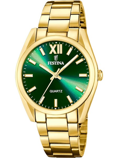 Festina F20640/9 Armbanduhr Boyfriend 37Mm 5ATM Quarz Damen GrüN Gold Glieder...-image