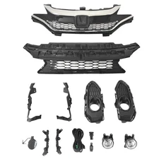For Honda Fit 2018-2020 Front Bumper Grille, Fog Light Kit & Bracket Assembly