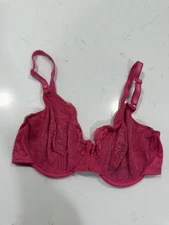 Vntg Warners Front Close Hot Pink Lace Bra Unlined Size 36B Underwire Sheer