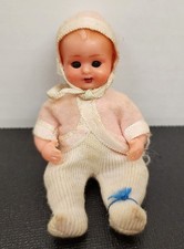 Miniature Vintage 3.5" Celluloid Dollhouse Baby Doll Sleep eyes Made in Italy