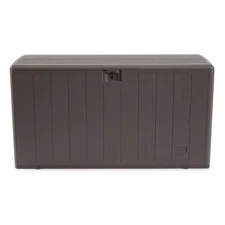 Plastic Development Group 105 Gallon Outdoor Patio Storage Deck Box, Driftwood