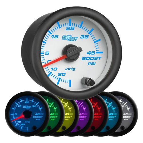 GlowShift White 7 Color Diesel Truck 4 Gauge Kit Set - 60 PSI Boost - 2400 F