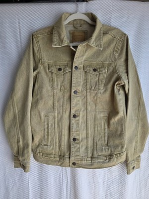 Pull & Bear Men's Denim Jacket Green - Khaki Size S